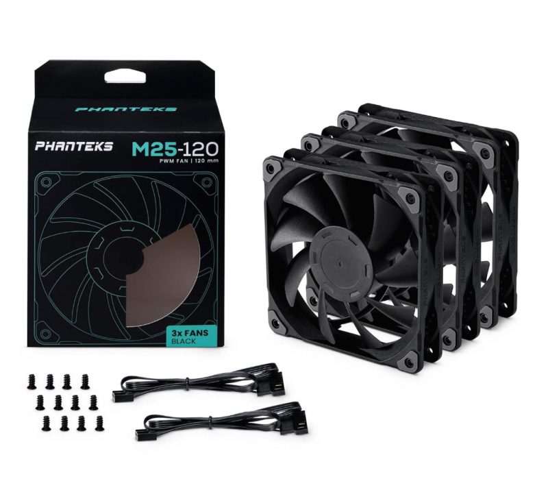 Phanteks M25 120mm PWM Fan 3 Pack, Black